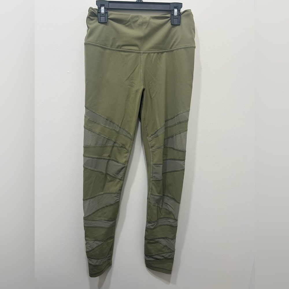 Victoria's Secret Leggings Size Small Green Sport Knockout With Mesh 27” Inseam